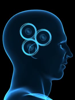 3d rendered illustration of a human head with gears