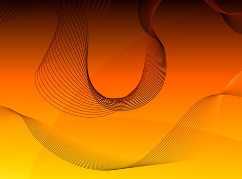Abstract orange backdrop with veils as decoration