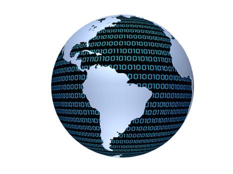 3d rendered illustration from a globe with binary numbers