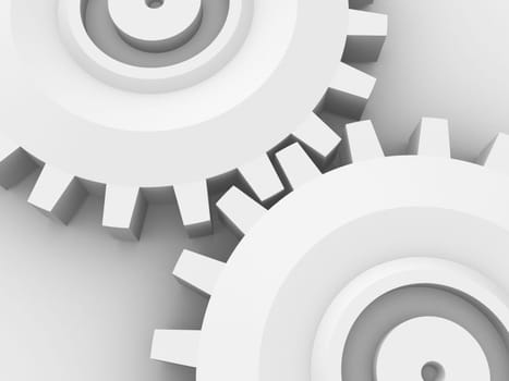3d rendered illustration of two white gears