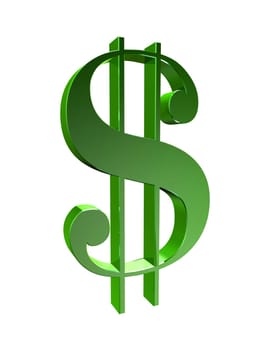 3d rendered illustration of a green dollar sign