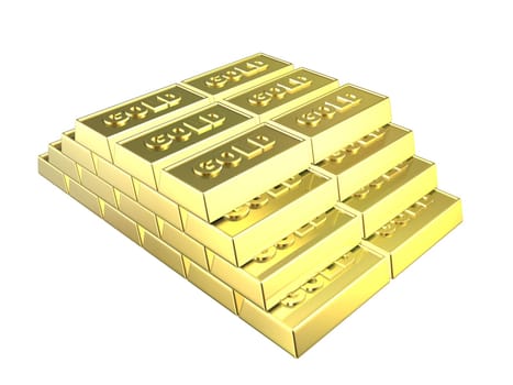 3d rendered illustration from a stair of gold bars