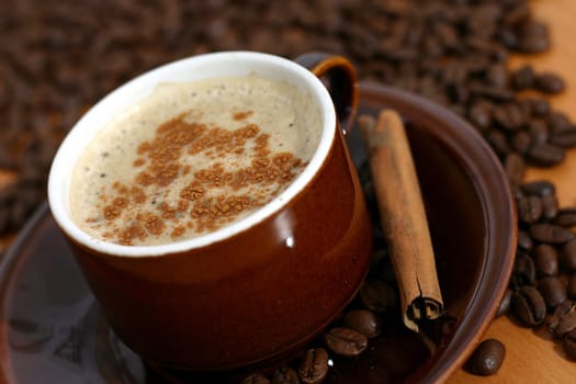cup of coffee and coffee beans