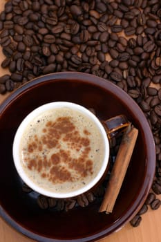 cup of coffee and coffee beans