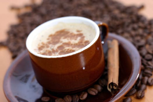 cup of coffee and coffee beans