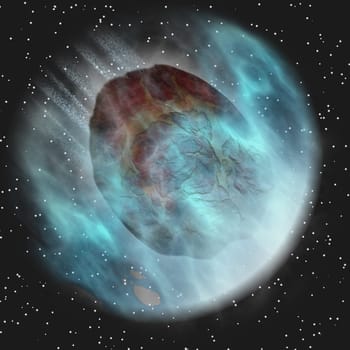 Asteroid racing though the night sky