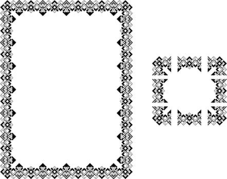 A Vector illustration of a Art Deco Style border frame  comes with seamlessly tillable component parts so you can make a frame to any size or aspect ratio.