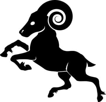 Monochrome vector illustration of a stylised ram