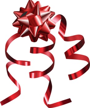 A vector illustration of a pretty shiny red bow with ribbons, no meshes used