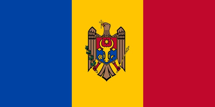 A Moldova flag background illustration blue yellow red crest