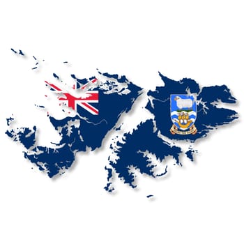 A Falkland Islands map on white background with clipping path to remove shadow 3d illustration