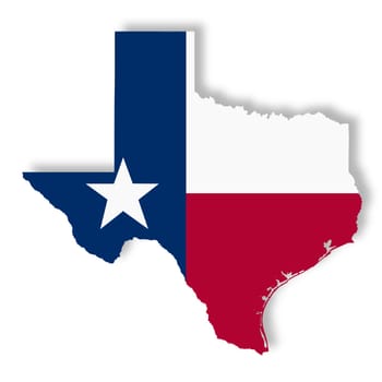 A Texas map on white background with clipping path 3d illustration