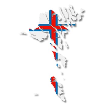 A Faroe Islands map on white background with clipping path to remove shadow 3d illustration
