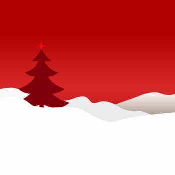 Christmas Tree on Snow-covered Hills