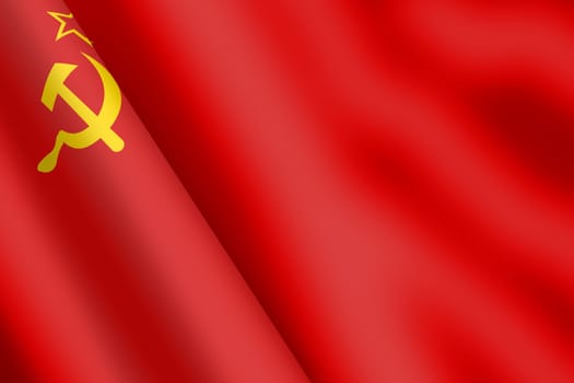 A Union of Soviet Socialsist Republics USSR CCCP waving flag 3d illustration hammer and sickle
