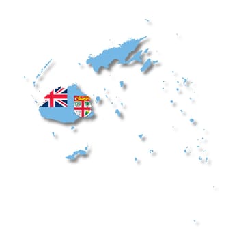 A Fiji map on white background with clipping path to remove shadow 3d illustration