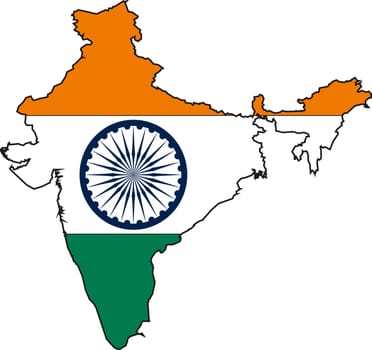 Vector Illustration of a Map and Flag from India