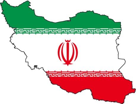 Vector Illustration of a Map and Flag from Iran