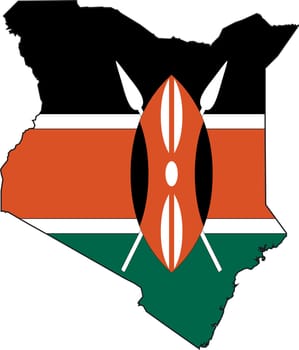 Vector Illustration of a Map and Flag from Kenya