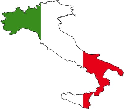 Vector Illustration of a Map and Flag from Italy