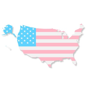 A United States of America trans gender flag map isolated on white with clipping path 3d illustration