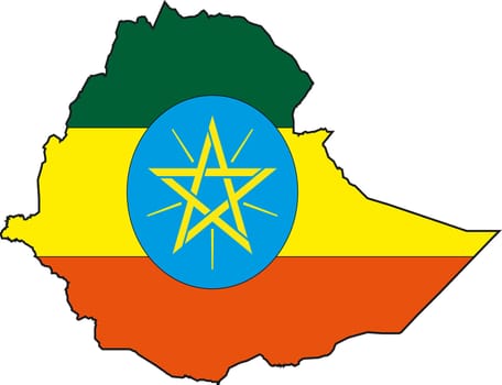 Vector Illustration of a Map and Flag from Ethiopia