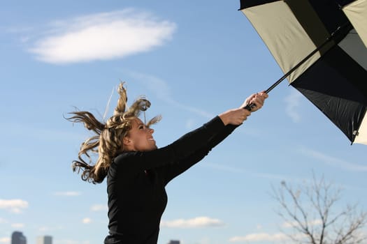 with umbrella