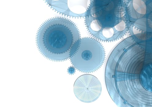 blue clockwork on white background