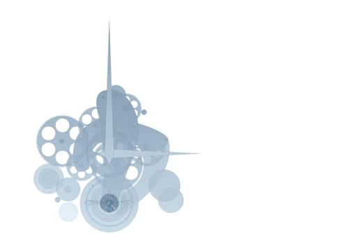 blue clockwork on white background