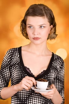 fashion girl with a coffee cup