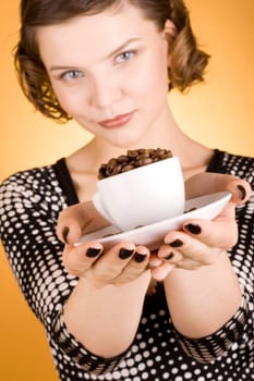 fashion girl with a coffee cup