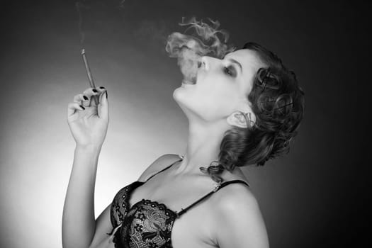 gorgeous girl with a smoking cigarette