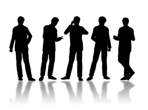 Businessmen silhouettes in different poses and attitudes