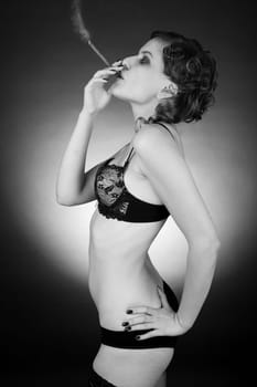 gorgeous girl with a smoking cigarette