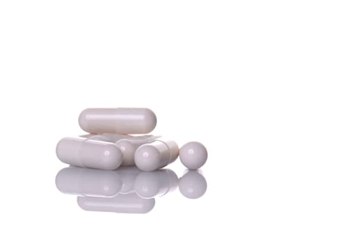 Bunch of pills isolated on white background