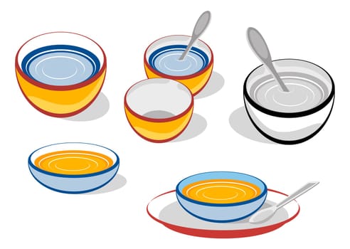 illustration for the different bowls
