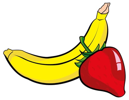Line illustration for the strawberry and banana