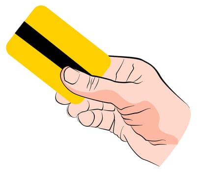line illustration for the hand with card
