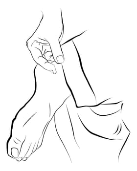 line illustration for the hand and foot
