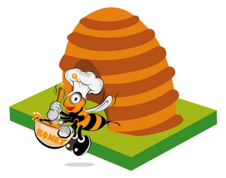 line illustration for the honey bee