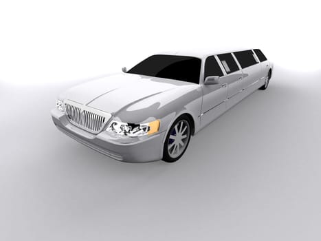 3d rendered illustration of a white limousine