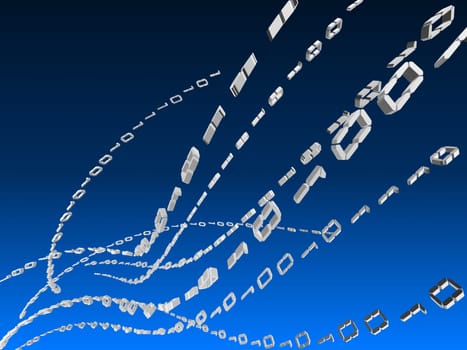 3d rendered illustration of the numbers 0 and 1