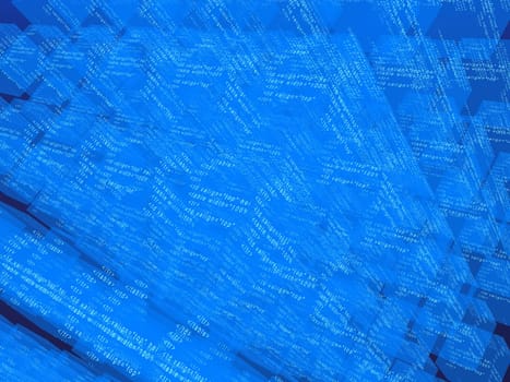 3d rendered illustration of abstract blue matrix cubes