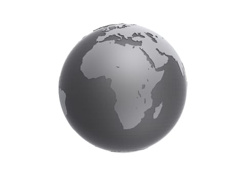 3d rendered black/white illustration of a globe