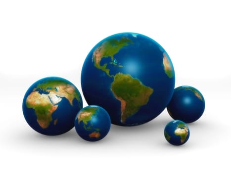 3d rendered illustration of some different globes