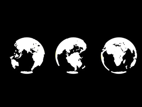 3d rendered illustration of three little globes on a blck background