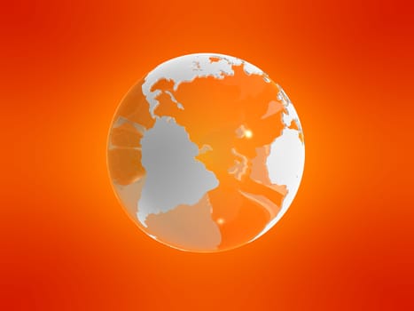 3d rendered illustration of an orange and white globe