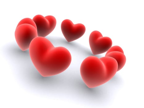 3d rendered illustration from a ring of red hearts