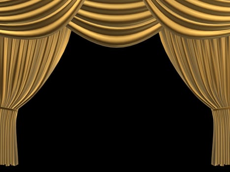 3d rendered illustration of a golden theatre curtain
