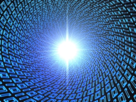 3d rendered illustration from a tunnel of digital numbers